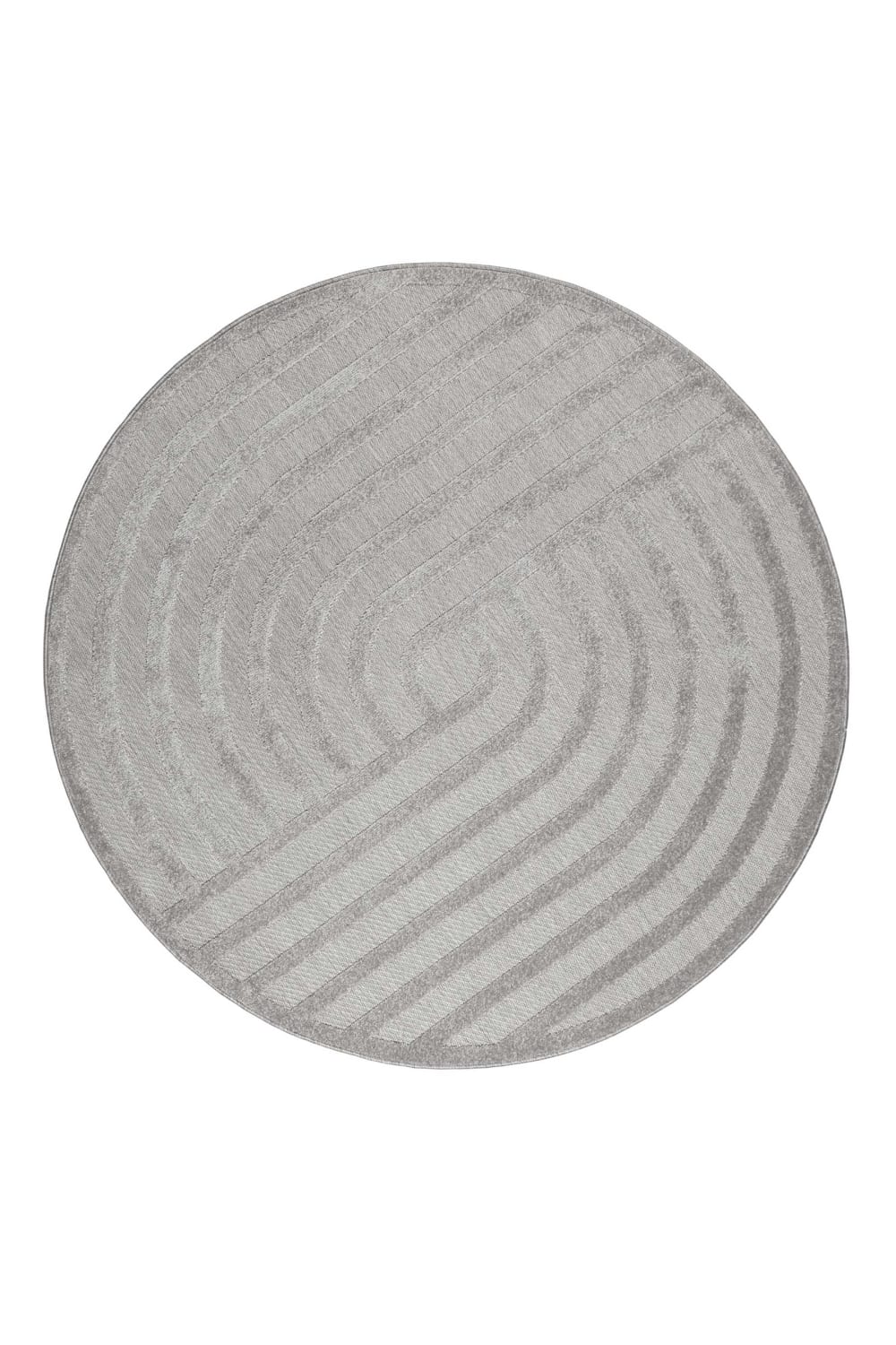 Tapis rond intérieur/extérieur graphique à relief gris Ø120