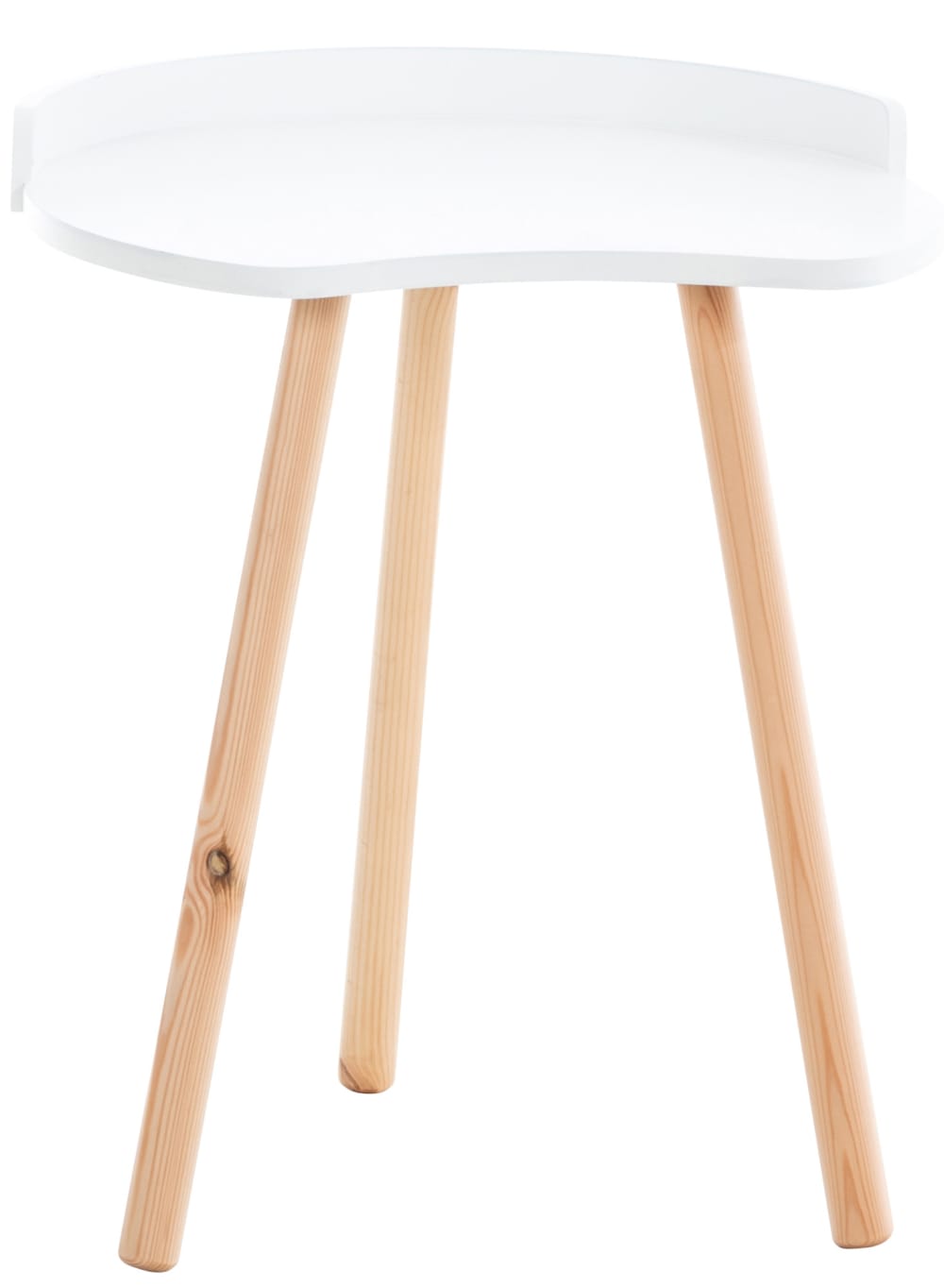 CLP Table d'appoint avec 3 pieds en bois Blanc style contemporain Blanc Bois - 45x54x45cm
