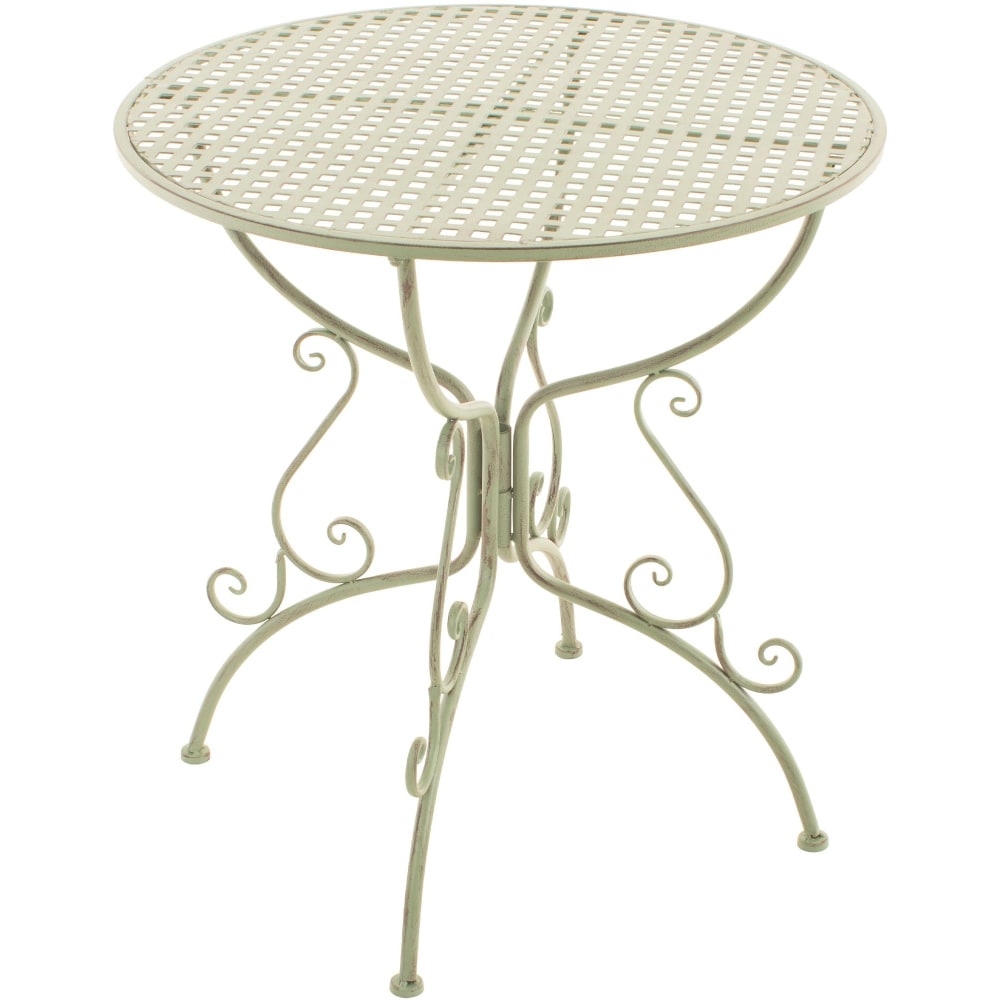 Table de jardin ronde en metall vert antique Table de jardin ronde en metall vert antique