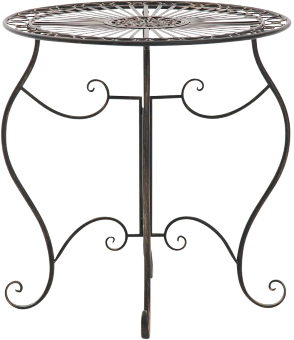 Table de jardin avec plateau rond en métal Bronze