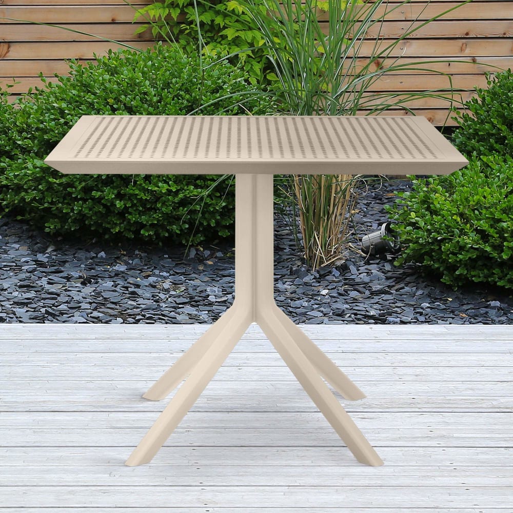 Table de jardin carrée résistante en kunstharz taupe
