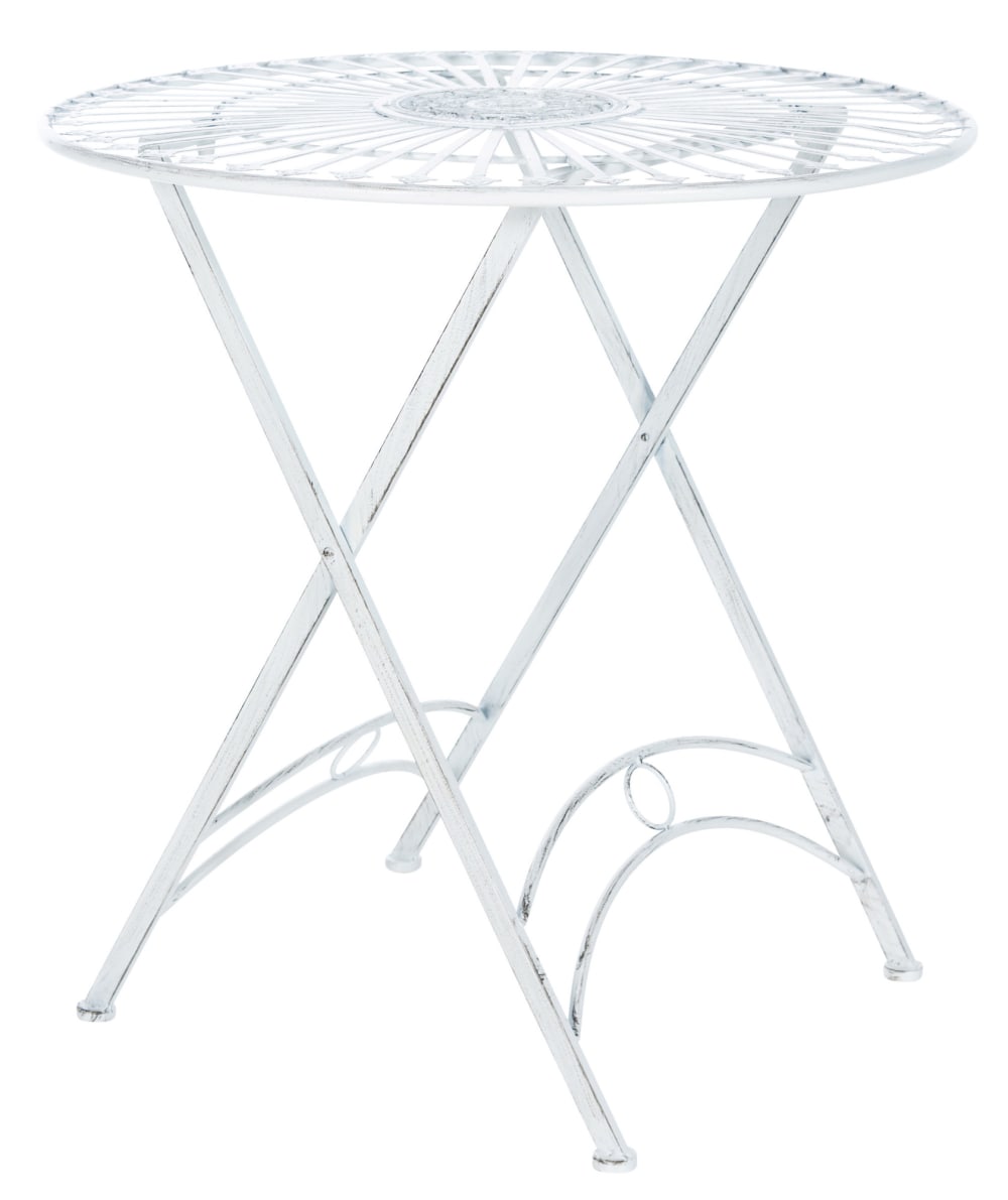 Table de jardin ronde en métal Blanc antique