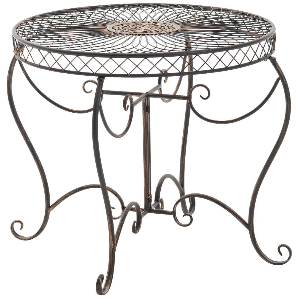 Table de jardin avec plateau rond en metall bronze Table de jardin avec plateau rond en metall bronze