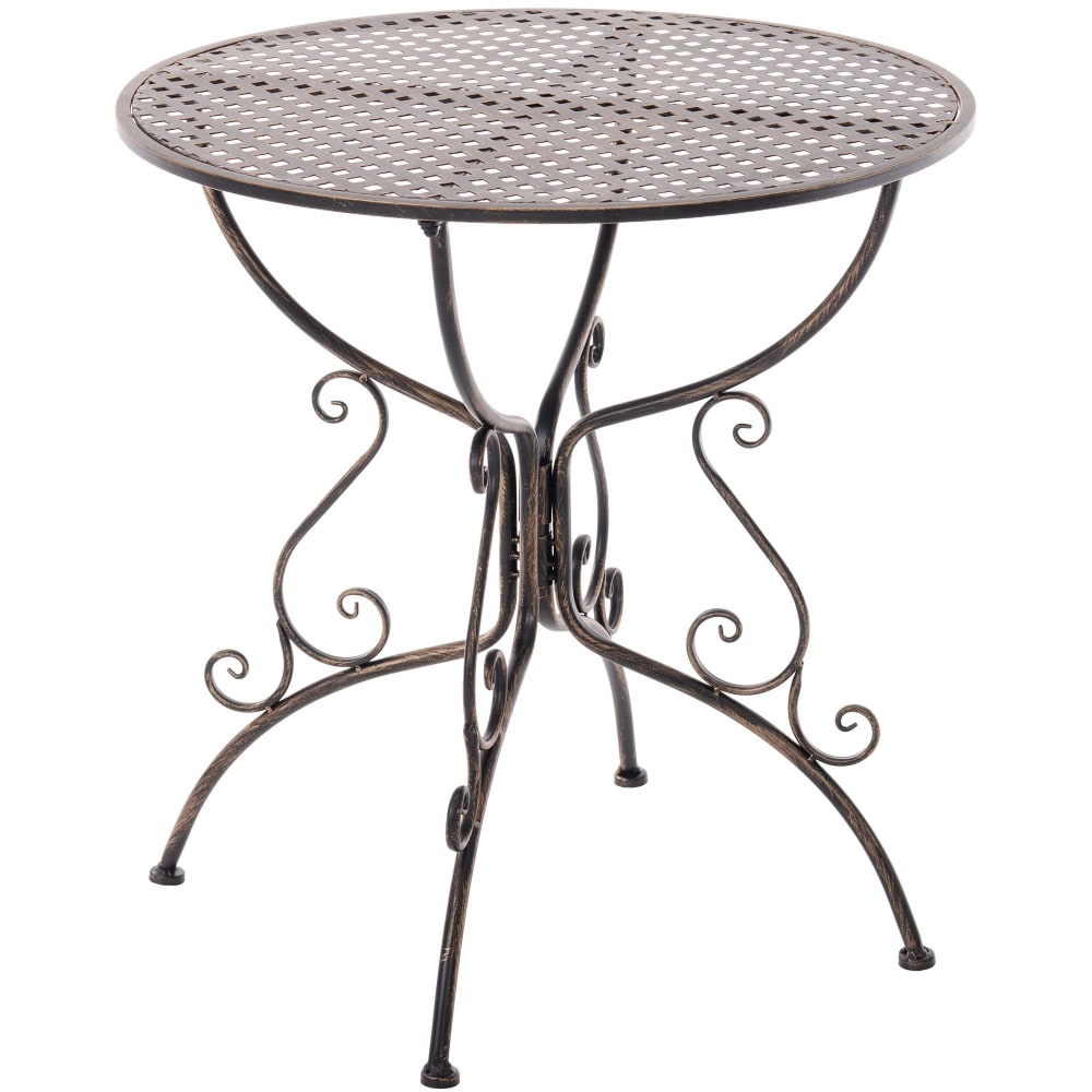 Table de jardin ronde en metall bronze Table de jardin ronde en metall bronze