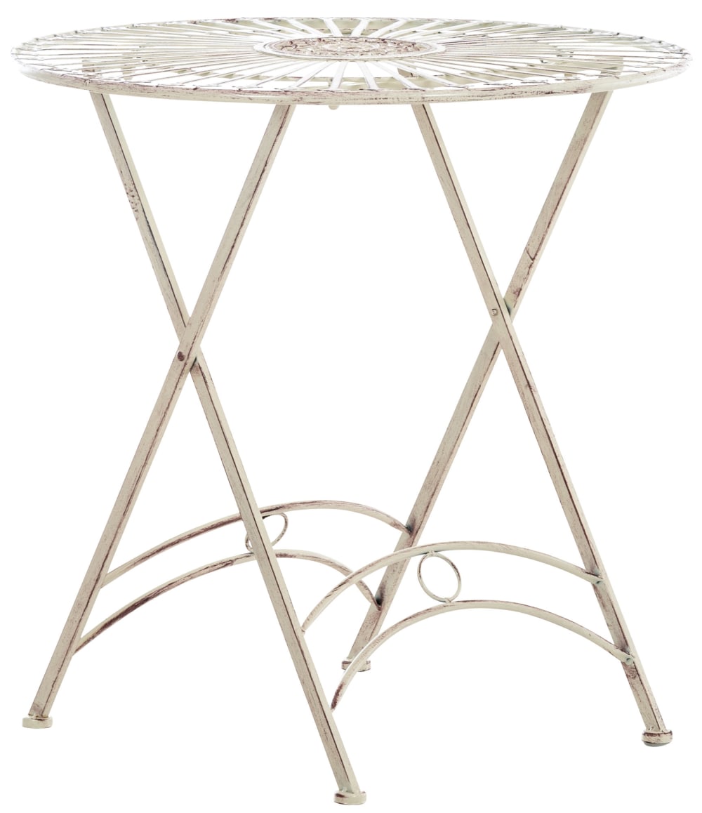Mesa redonda de exterior para 2 personas en Metal Crema antiguo