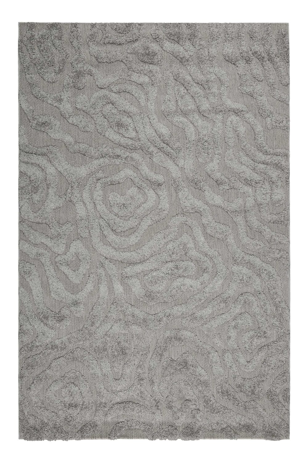 Alfombra interior/exterior con relieve y diseño floral gris 80x150