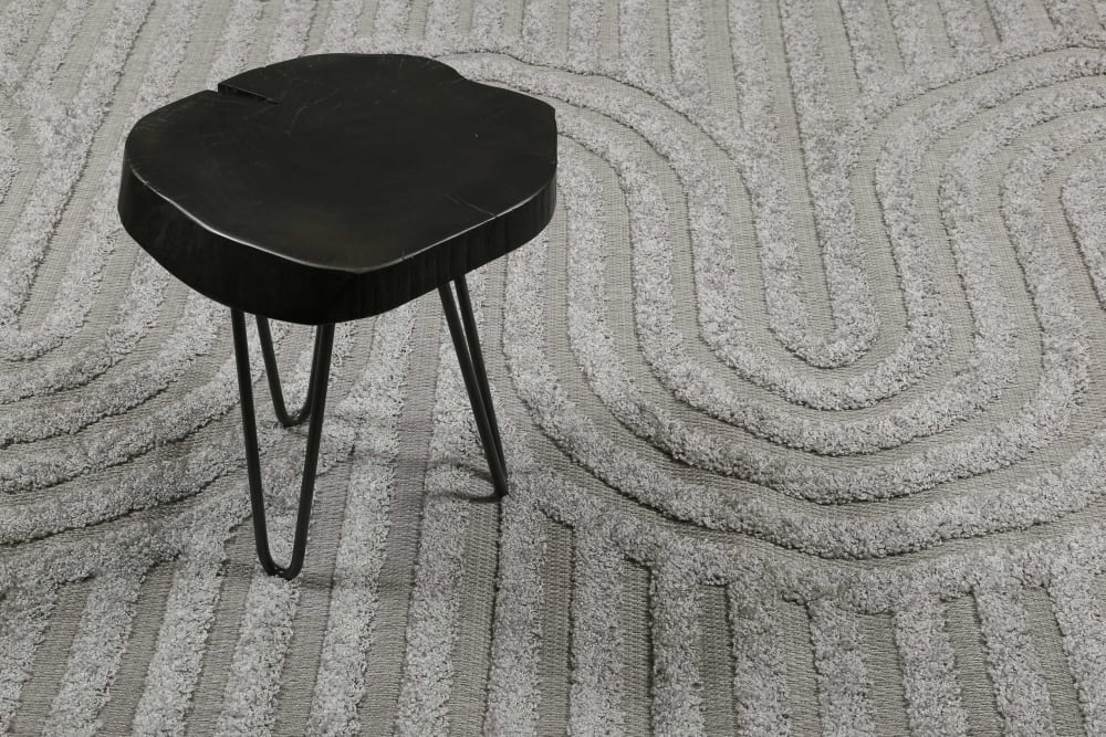 Tappeto interno/esterno a rilievo motivo design grigio 200x290 -
