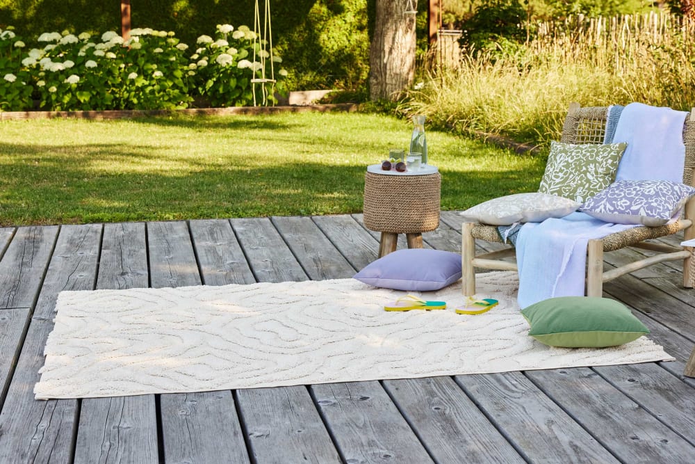 Alfombra interior/exterior con relieve y diseño floral beige 200x290 - Maisons du Monde