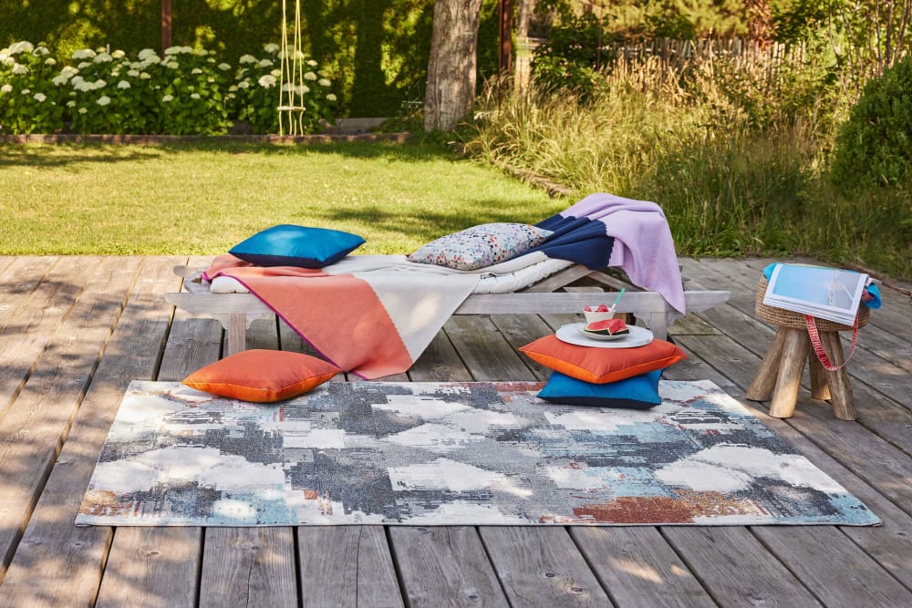 Tapis intérieur/extérieur ras motif graphique multicolore 120x170 - Maisons du Monde