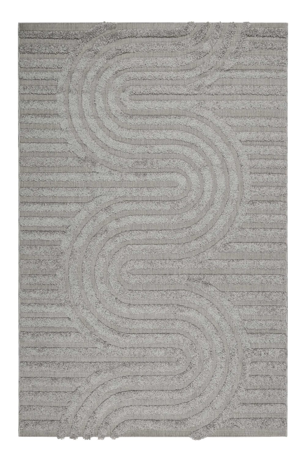 Alfombra interior/exterior con relieve y diseño gris 133x200