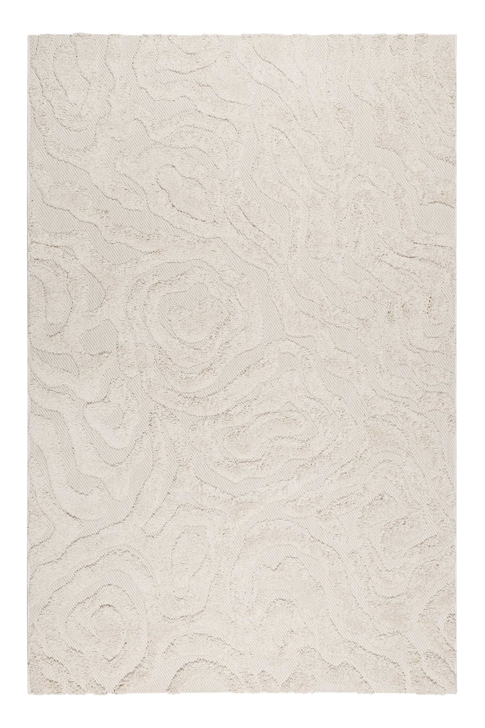 Alfombra interior/exterior con relieve y diseño floral beige 133x200