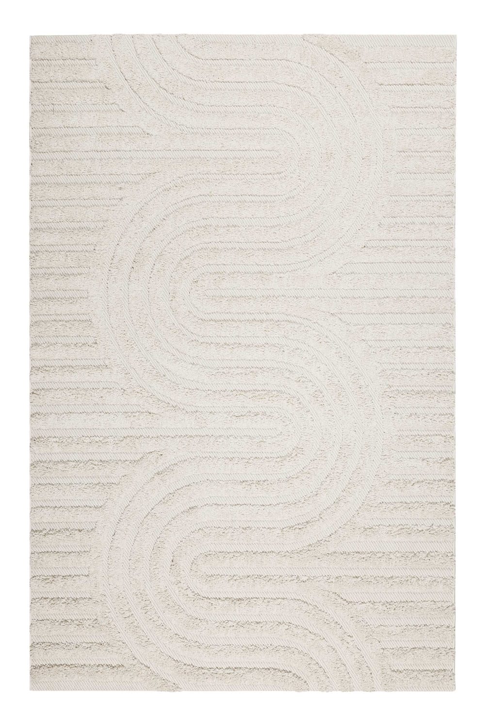 Alfombra interior/exterior con relieve y diseño beige 120x170