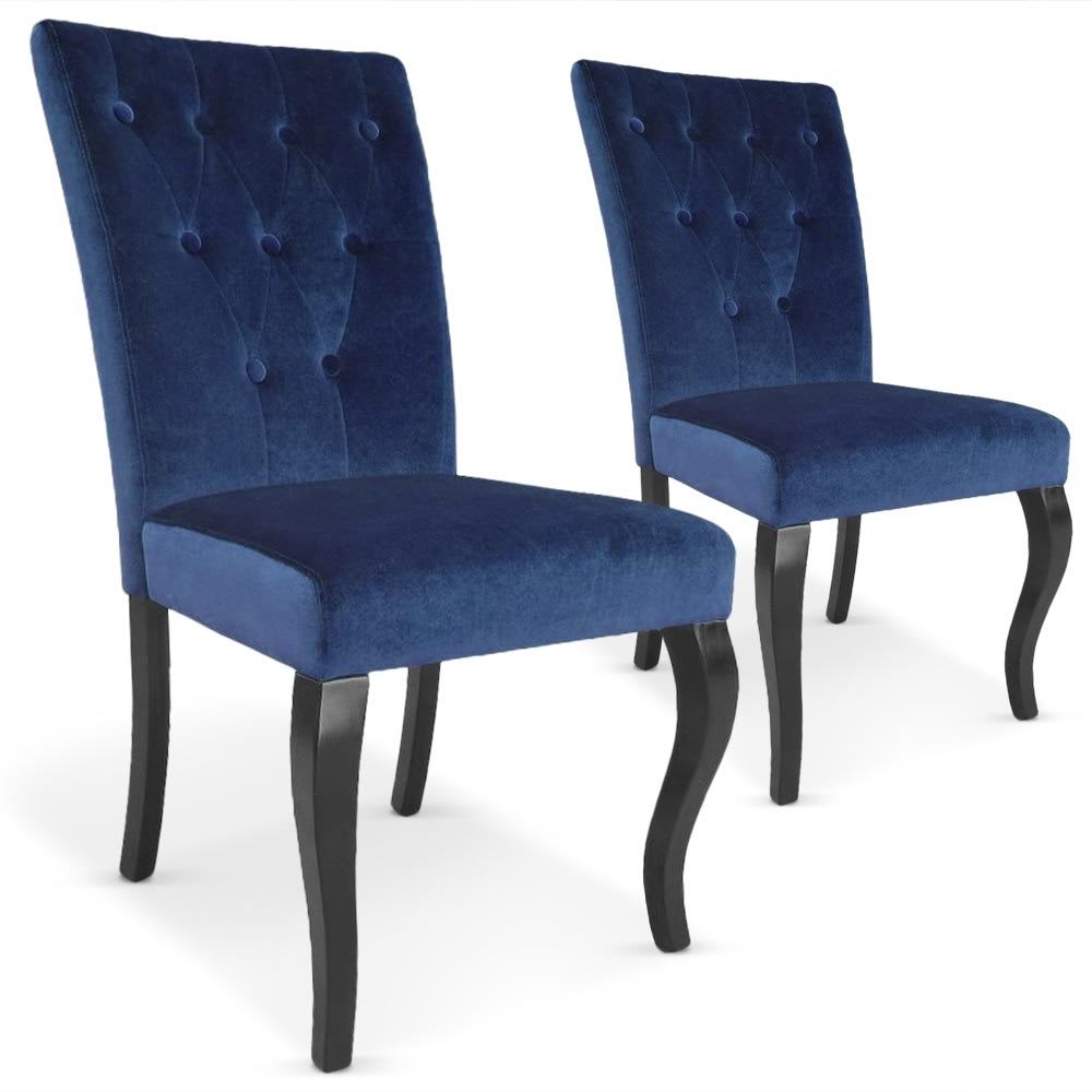 Lot de 2 chaises velours bleu Lot de 2 chaises velours bleu