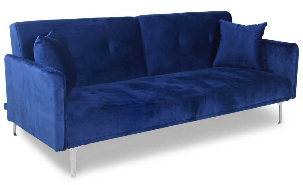 Canapé convertible clic-clac 3 places velours bleu