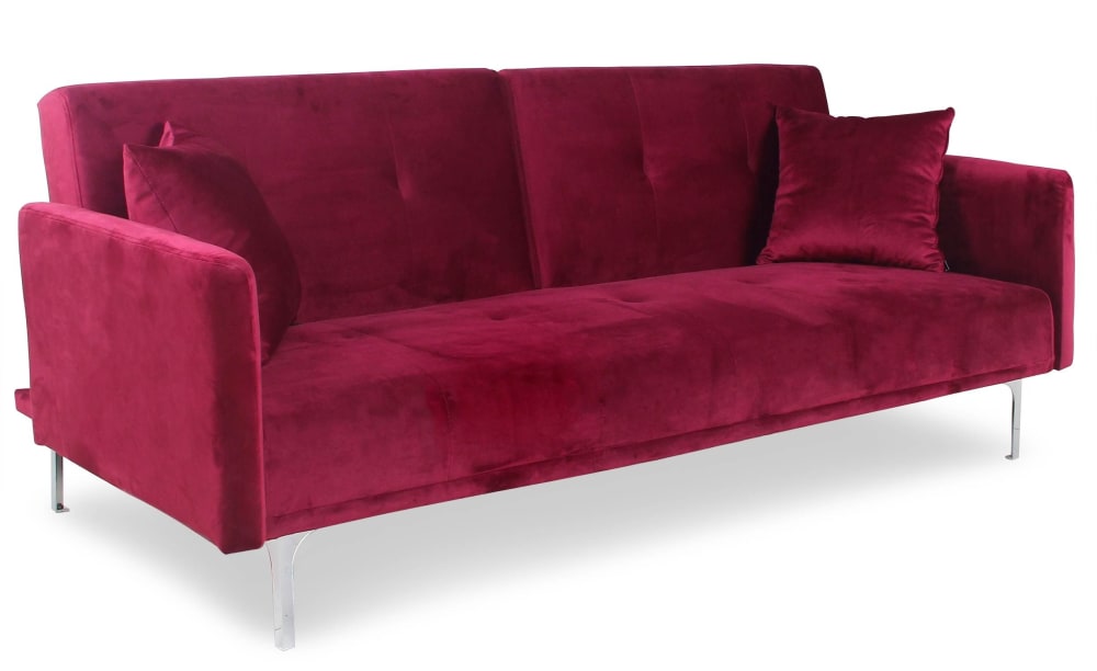 Canapé convertible clic-clac 3 places velours rouge