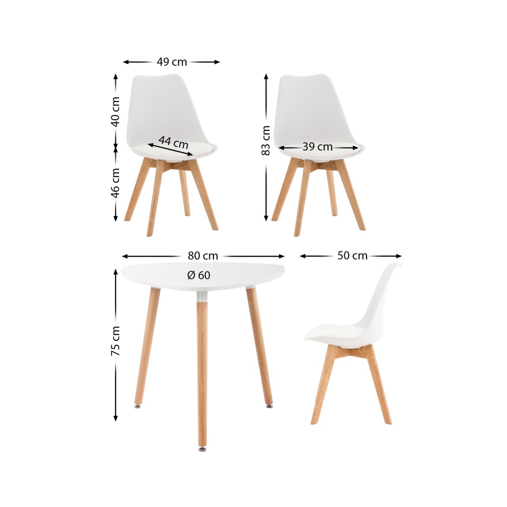 Set di tavolo e 4 sedie imbottite in Legno Colore bianco - CLP