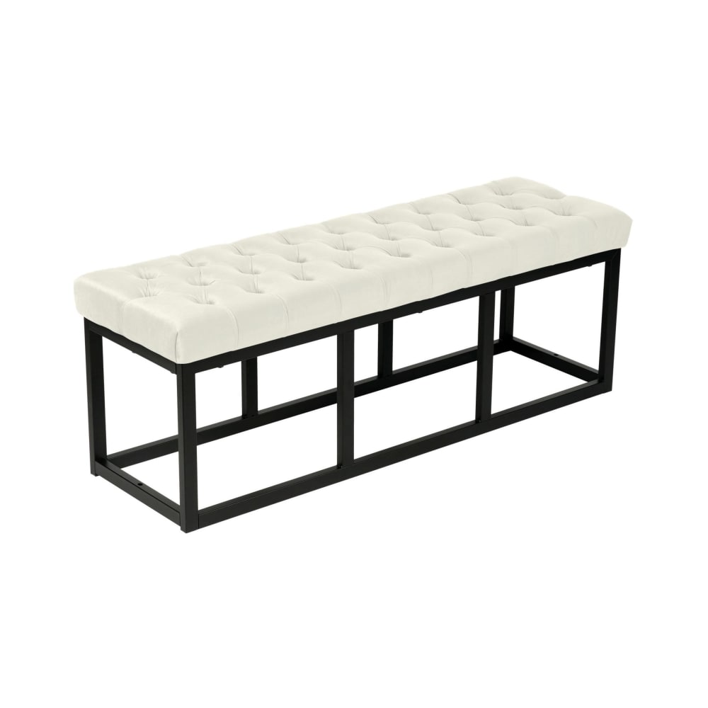 Banquette avec cadre en métal et assise en velours Crème