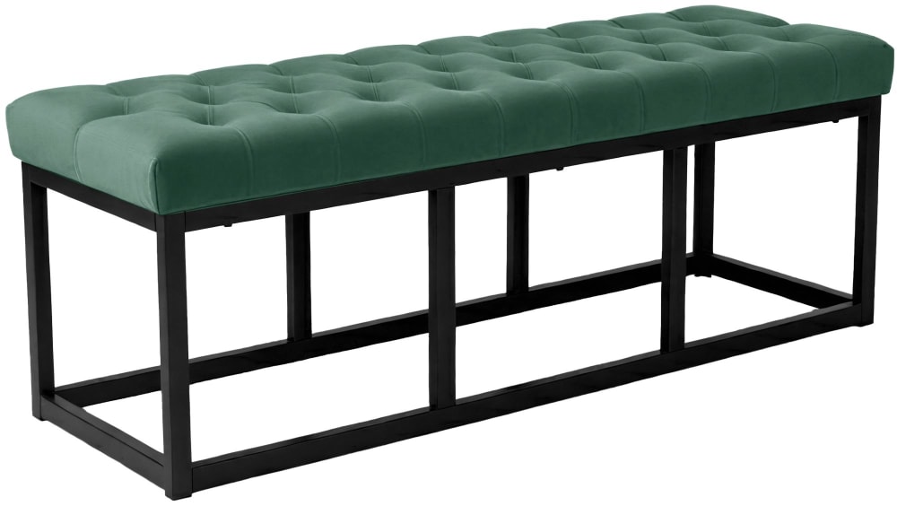 Banquette avec cadre en métal et assise en samt vert