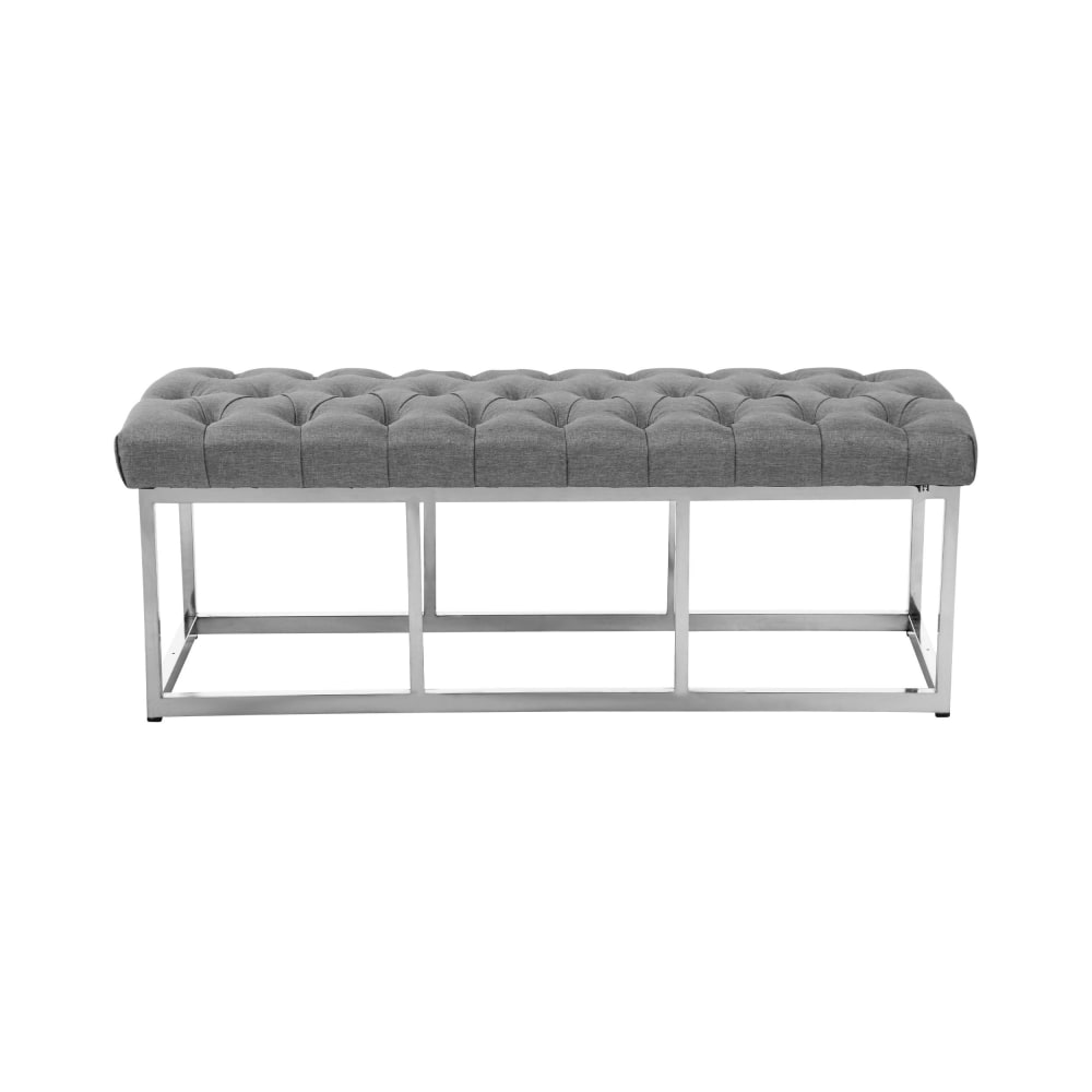Banquette avec pieds en métal assise en tissu Gris
