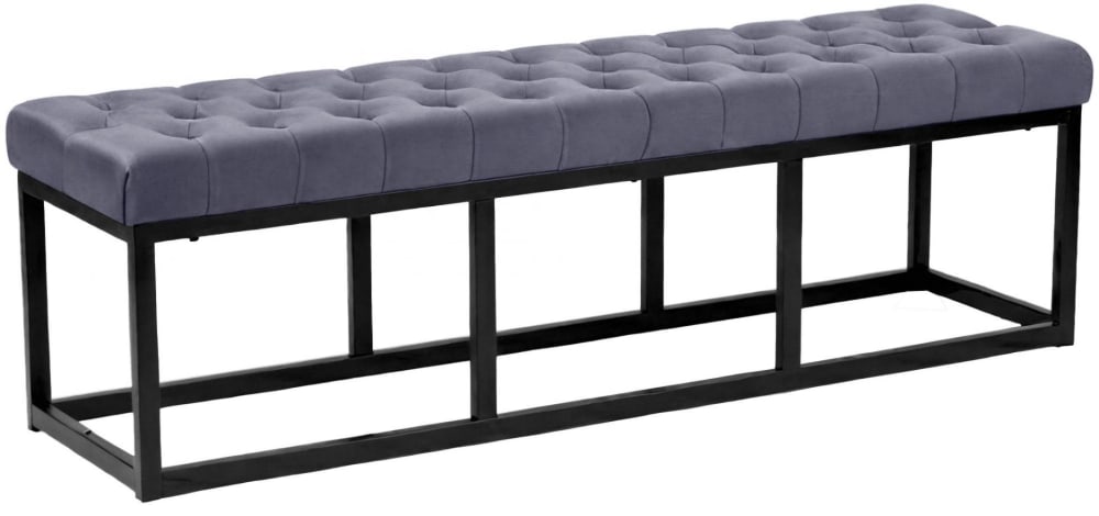 Banquette avec cadre en métal et assise en samt gris