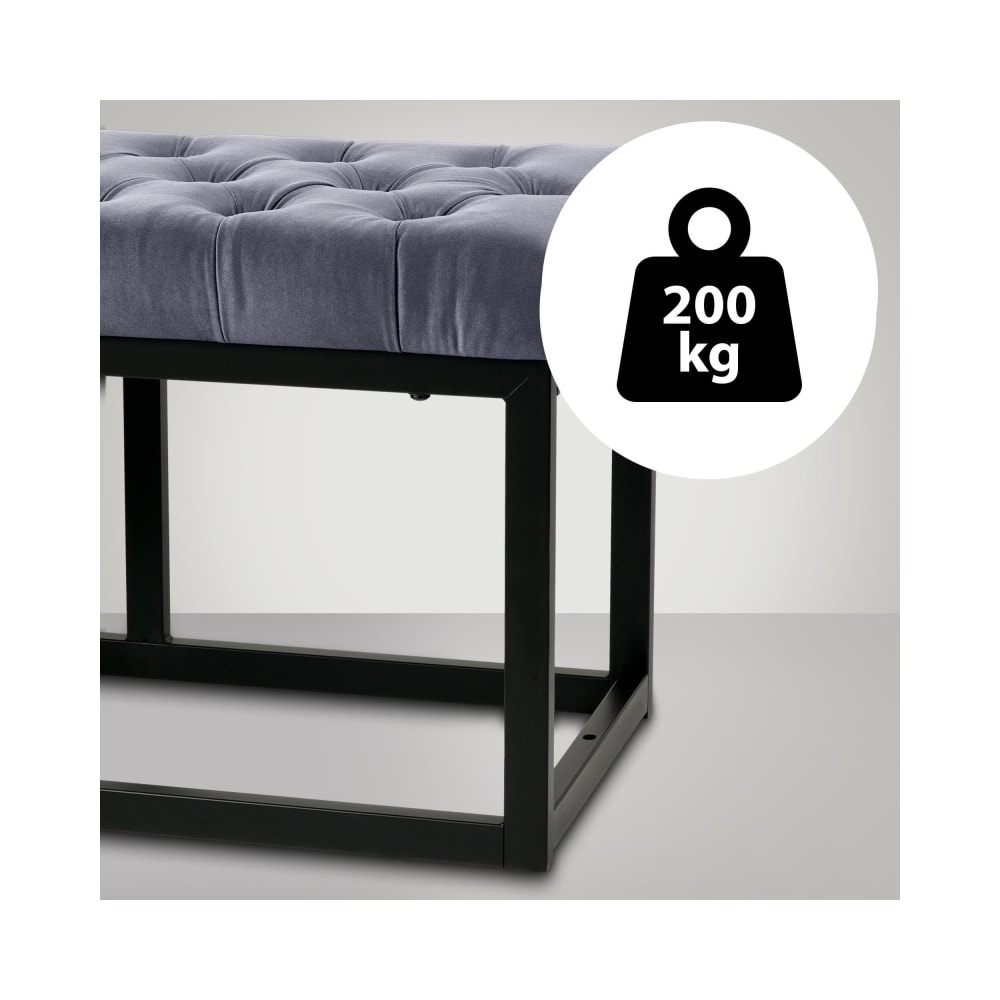 Banquette avec cadre en métal et assise en velours Gris