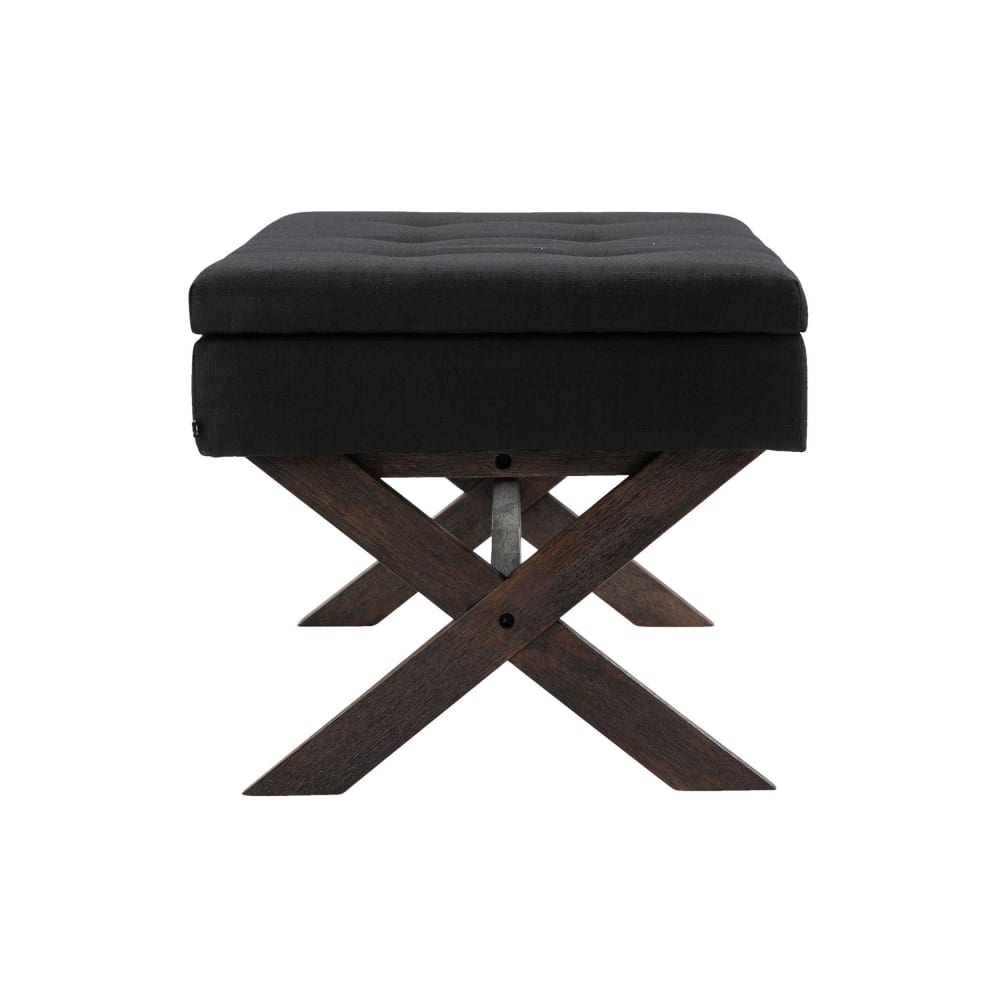 Banquette avec pieds en bois assise en tissu Noir - Maisons du Monde