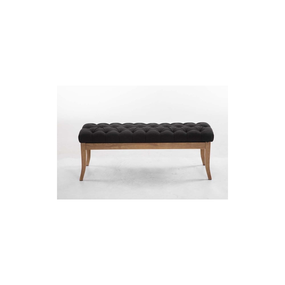 Banquette avec pieds en bois assise en tissu Gris foncé