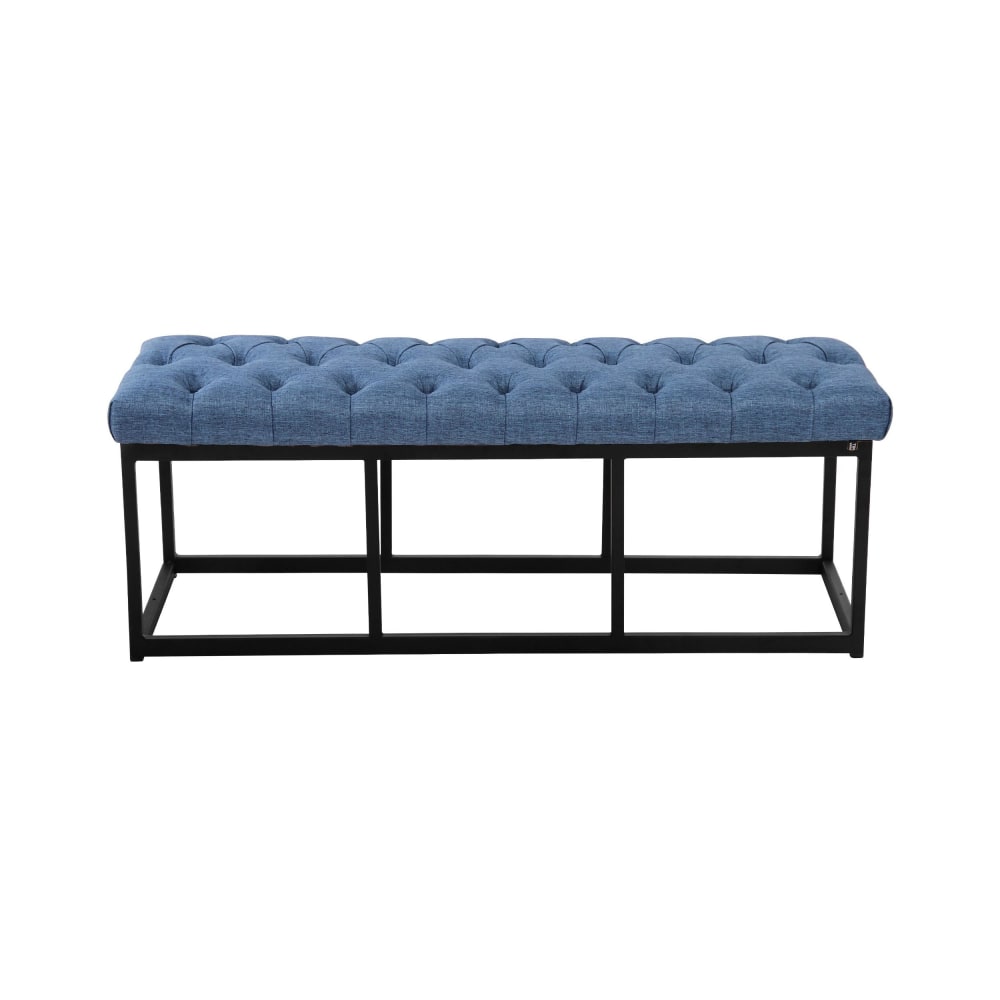 Banquette avec pieds en métal assise en tissu Bleu