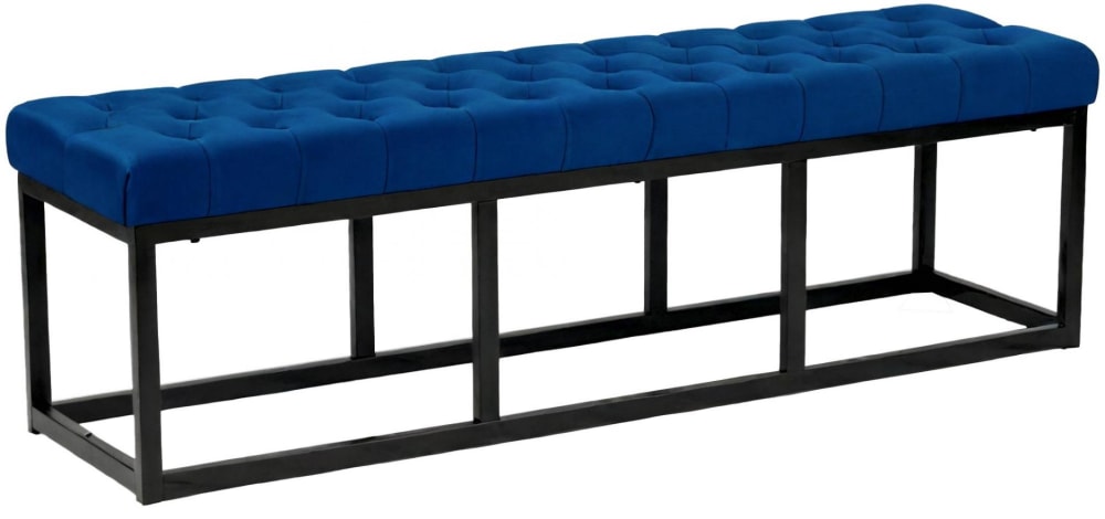 Banquette avec cadre en métal et assise en samt bleu Banquette avec cadre en métal et assise en samt bleu
