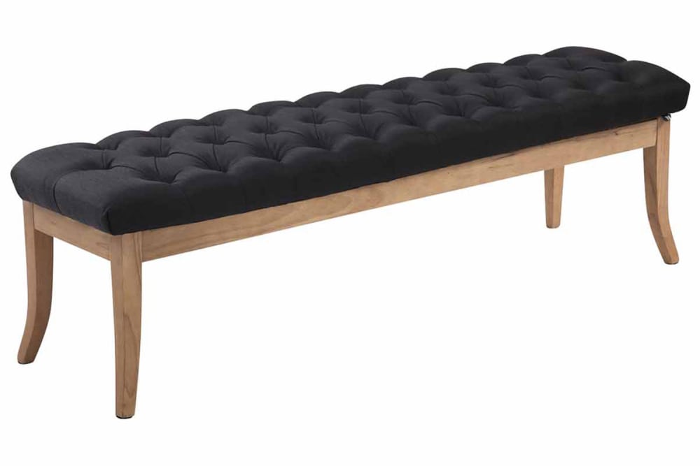 Banquette avec pieds - bois noir tissu