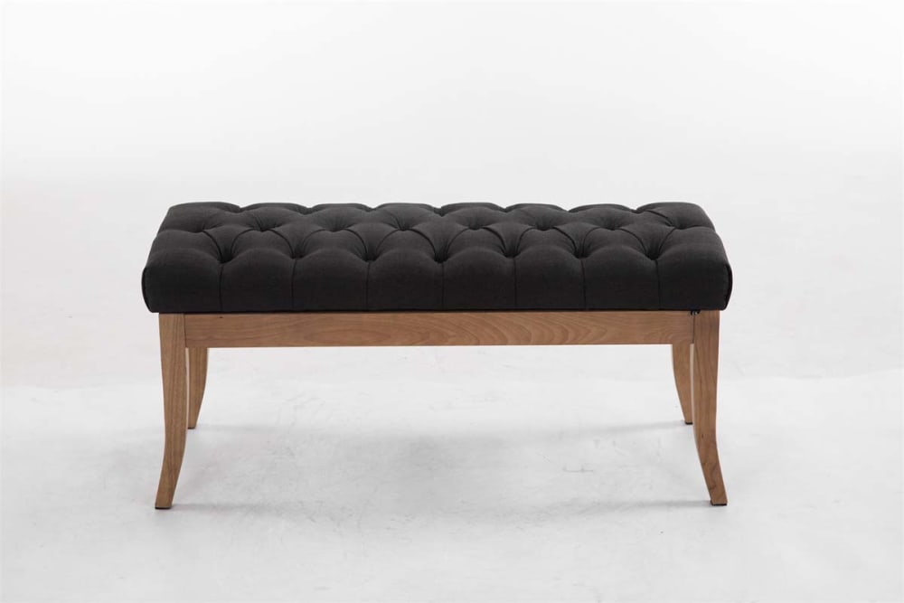 Banquette avec pieds en bois assise en tissu Gris foncé