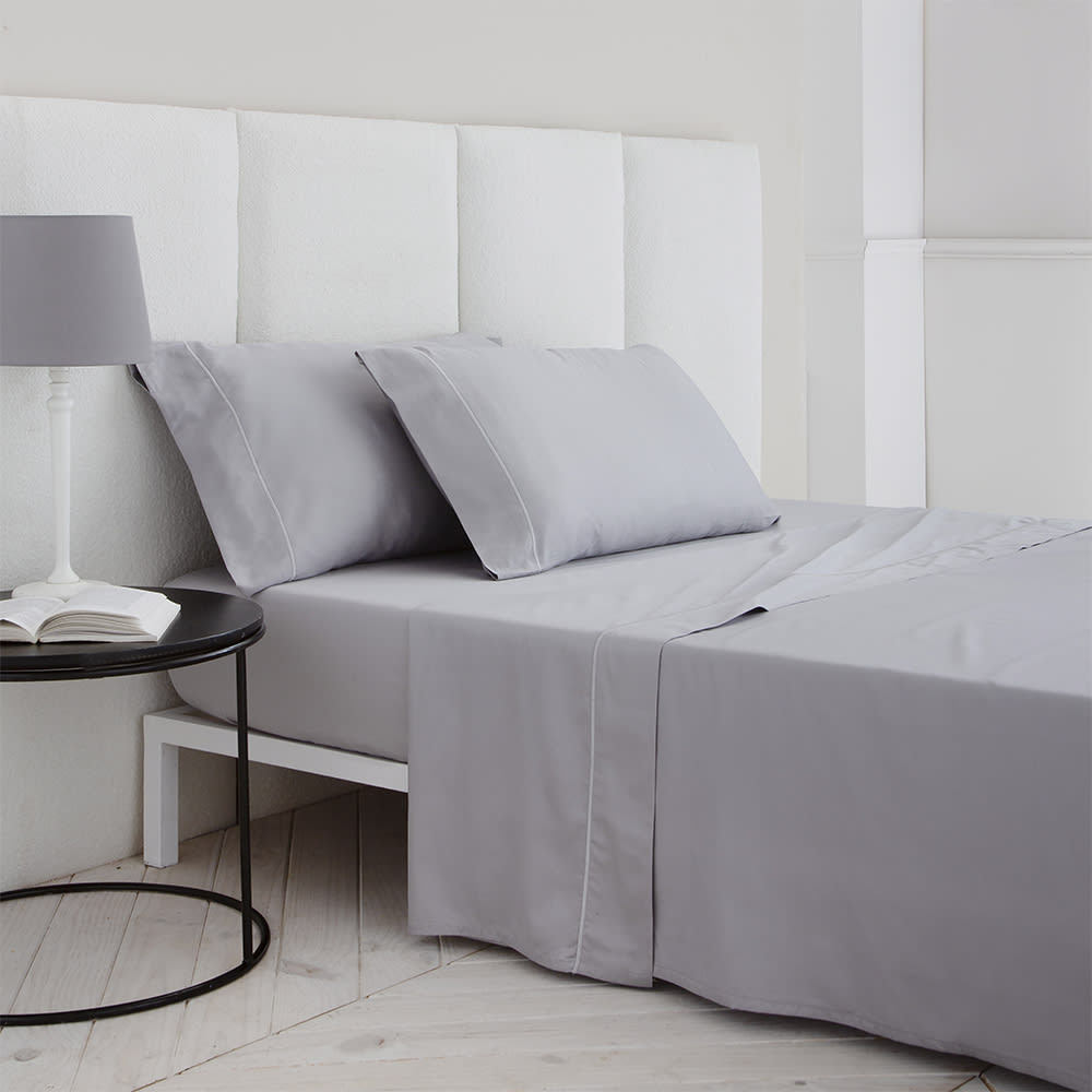 Juego de sábanas satén algodón egipcio 400 gris 250x260 Cama 160