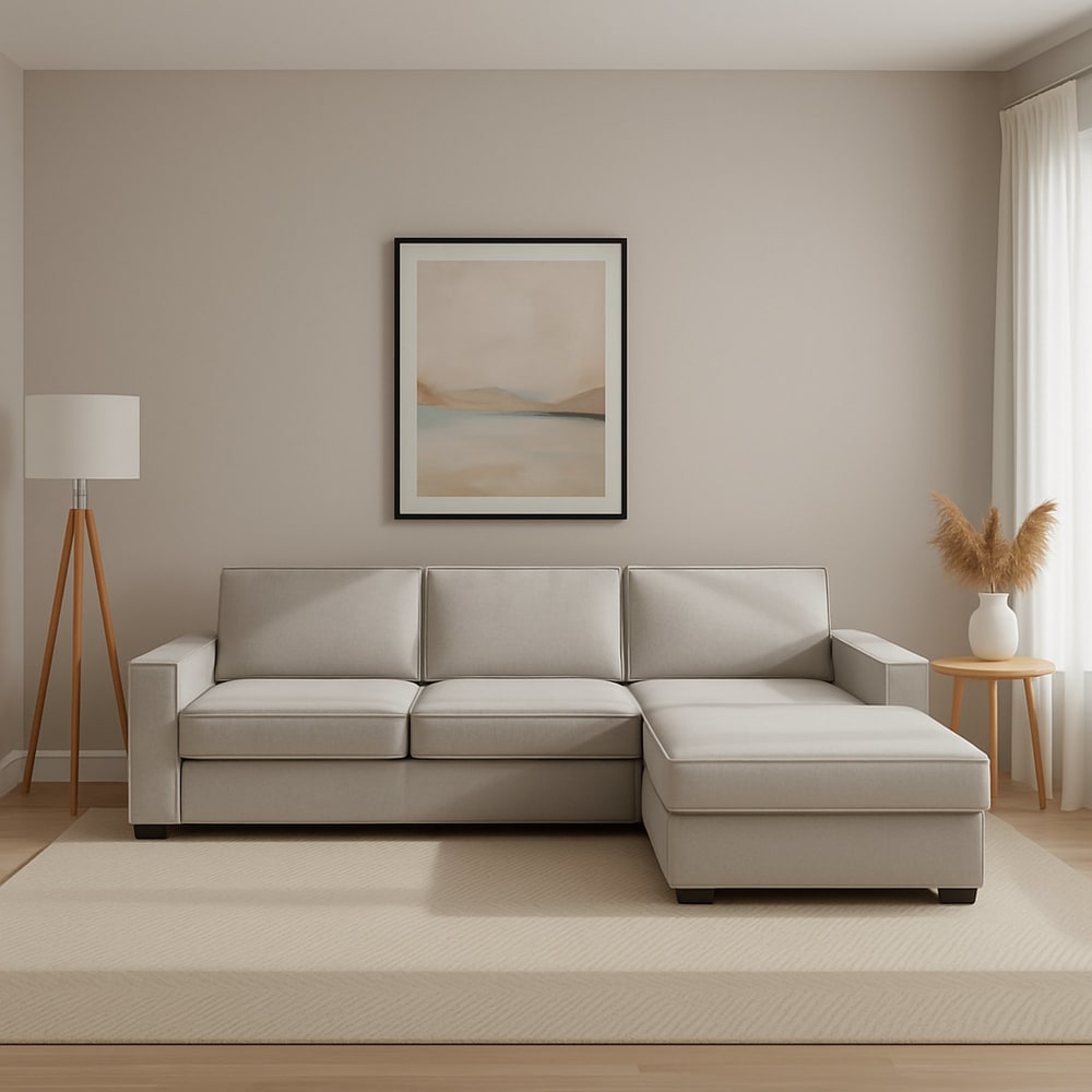 Divano fisso con penisola grigio 95x280 cm - Talamo Italia
