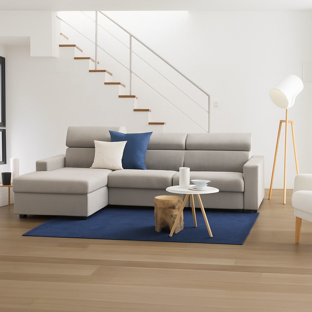 Divano fisso con penisola grigio tortora\ tortora 95x280 cm -