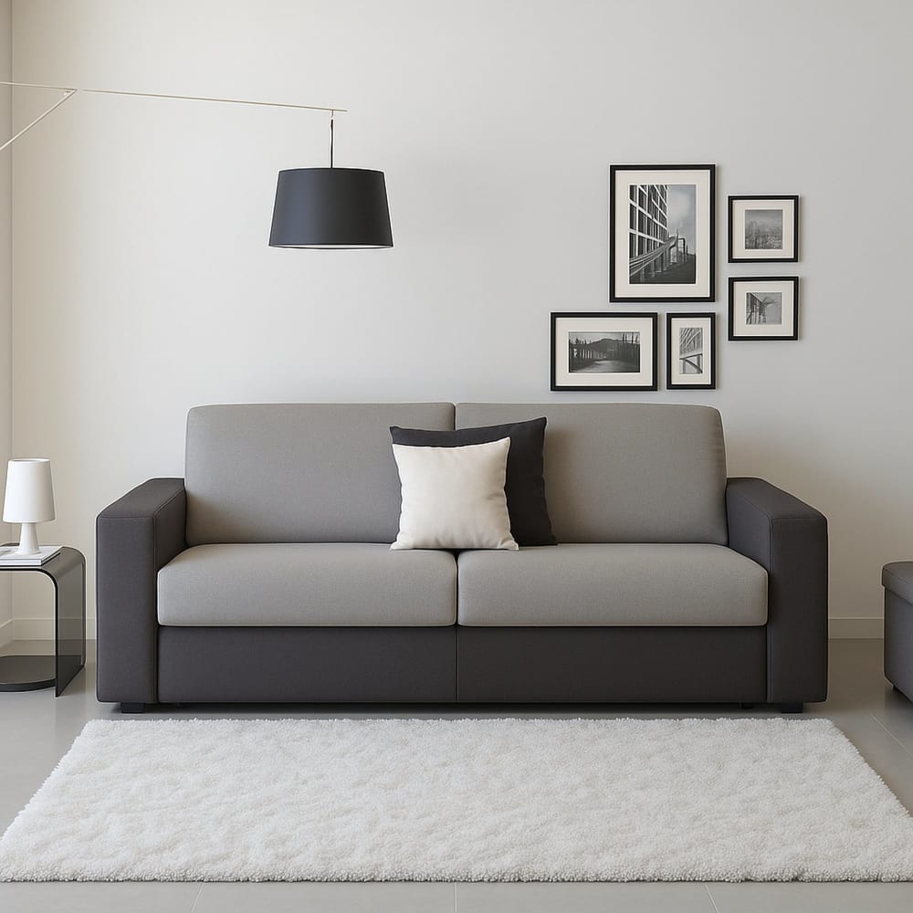 Divano fisso 2 posti grigio 95x160x90h cm - Dmora