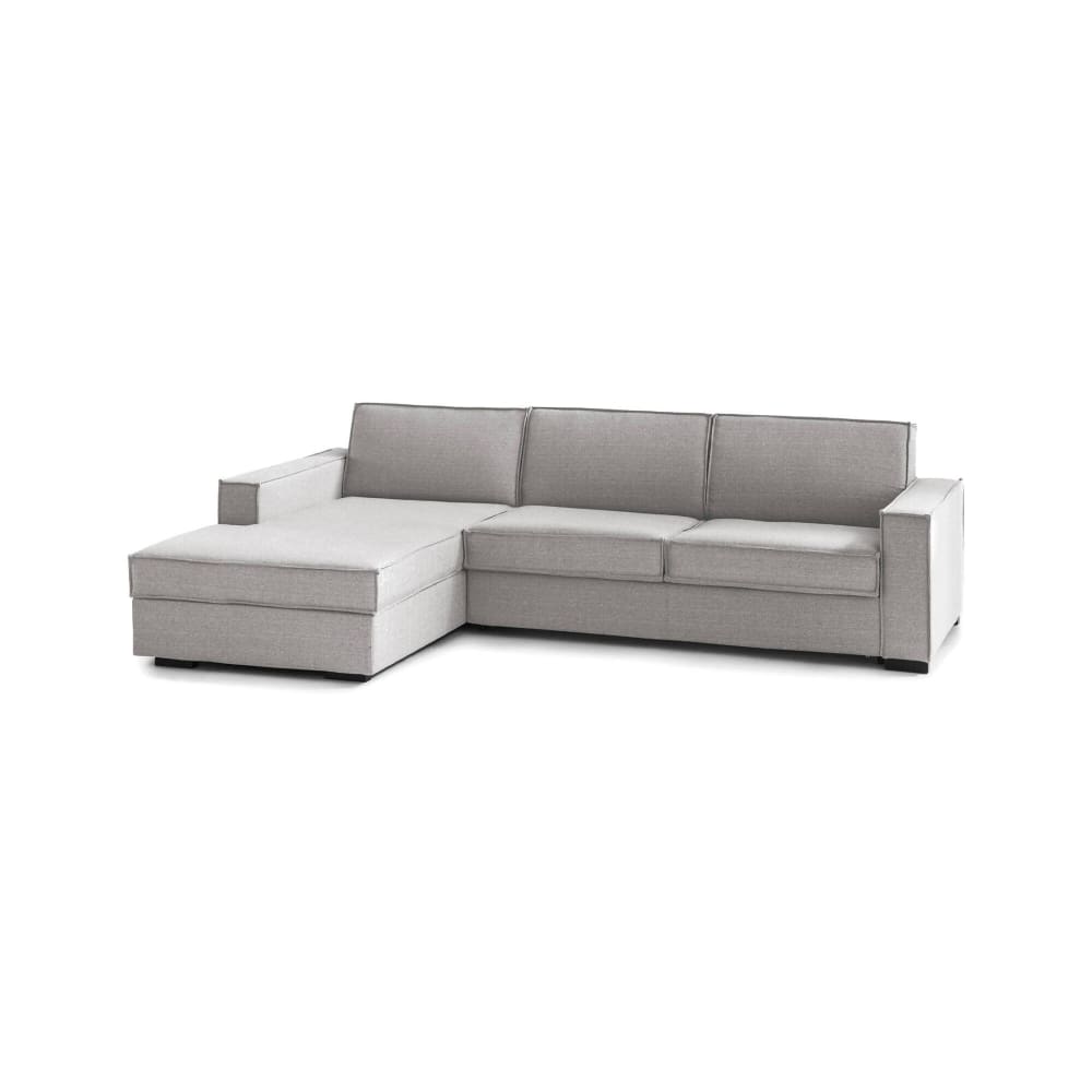Divano fisso con penisola grigio 95x260 cm - Modello Contemporaneo - Grigio - Öko-Tex Zertifikat - Metallo