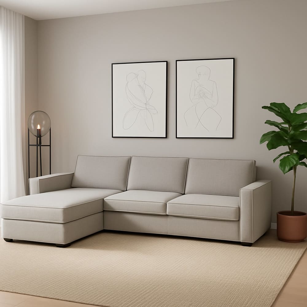 Divano fisso con penisola grigio 95x280 cm - Talamo Italia