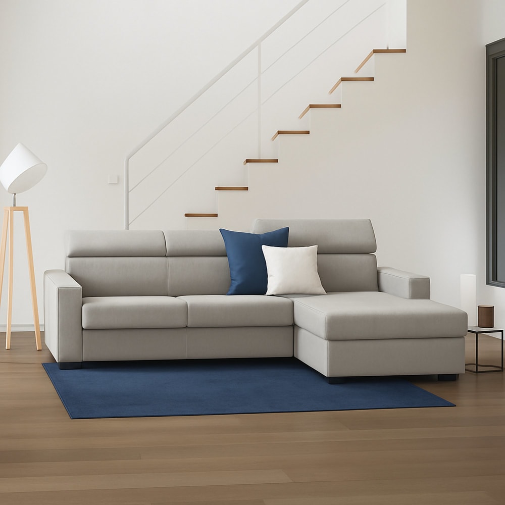 Divano fisso con penisola grigio tortora\ tortora 95x280 cm -