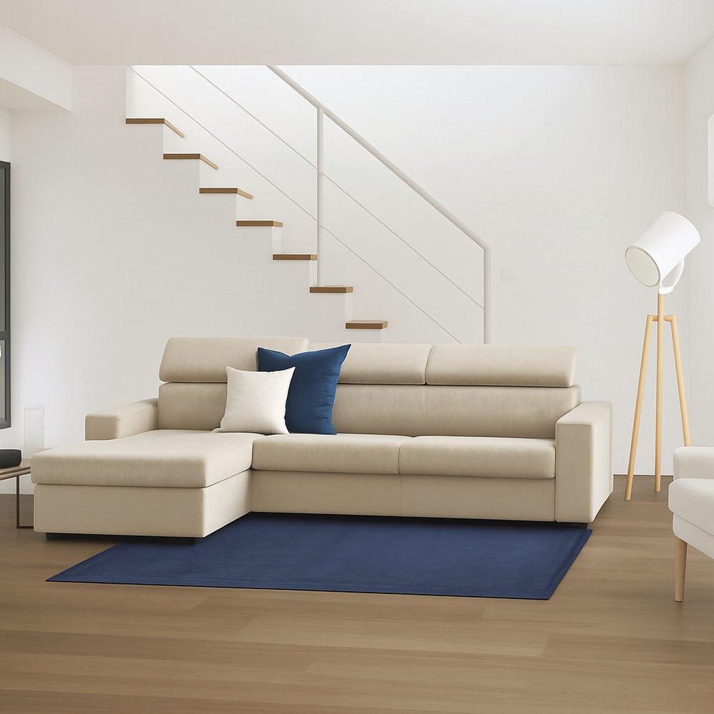 Divano fisso con penisola beige 95x260 cm - Talamo Italia