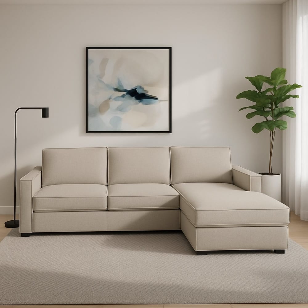 Divano fisso con penisola grigio tortora\ tortora 95x260 cm -