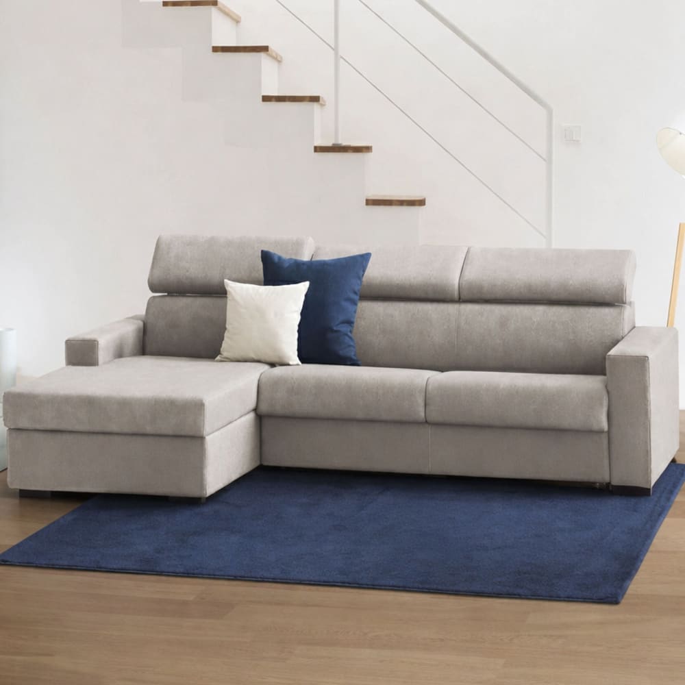 Divano fisso con penisola grigio tortora\ tortora 95x280 cm -
