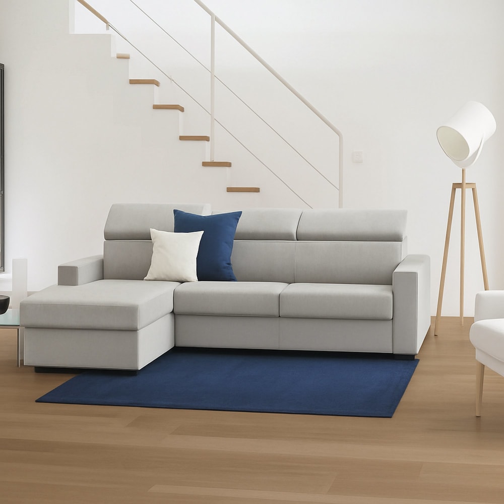 Divano fisso con penisola grigio 95x280 cm - Talamo Italia