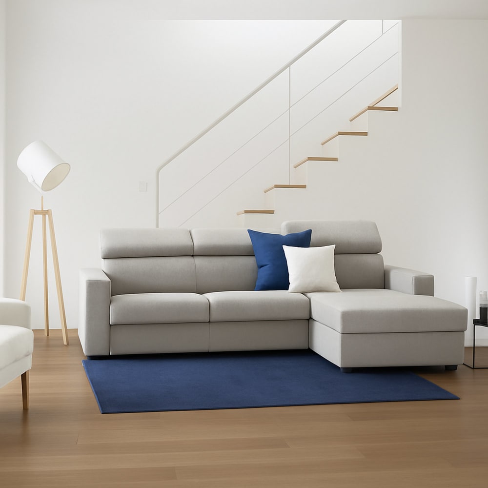 Divano fisso con penisola grigio tortora\ tortora 95x280 cm -