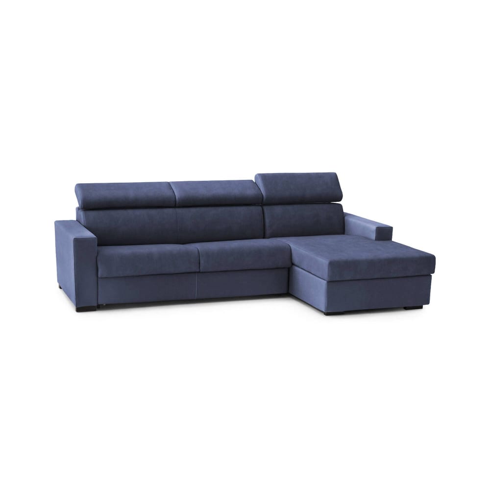 Divano fisso con penisola blu 95x280 cm - Modello Contemporaneo - Blu - Öko-Tex Zertifikat - LEGNO