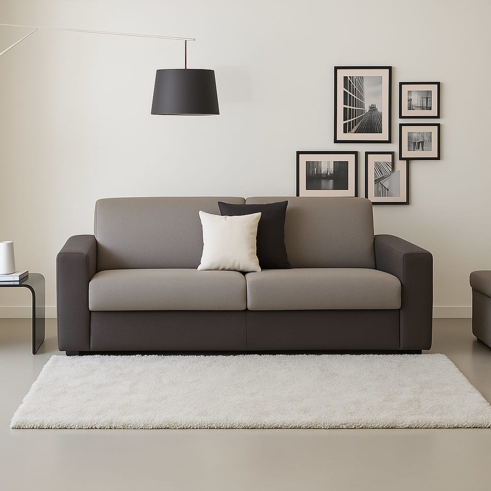 Divano fisso 3 posti grigio 95x220 cm - Talamo Italia
