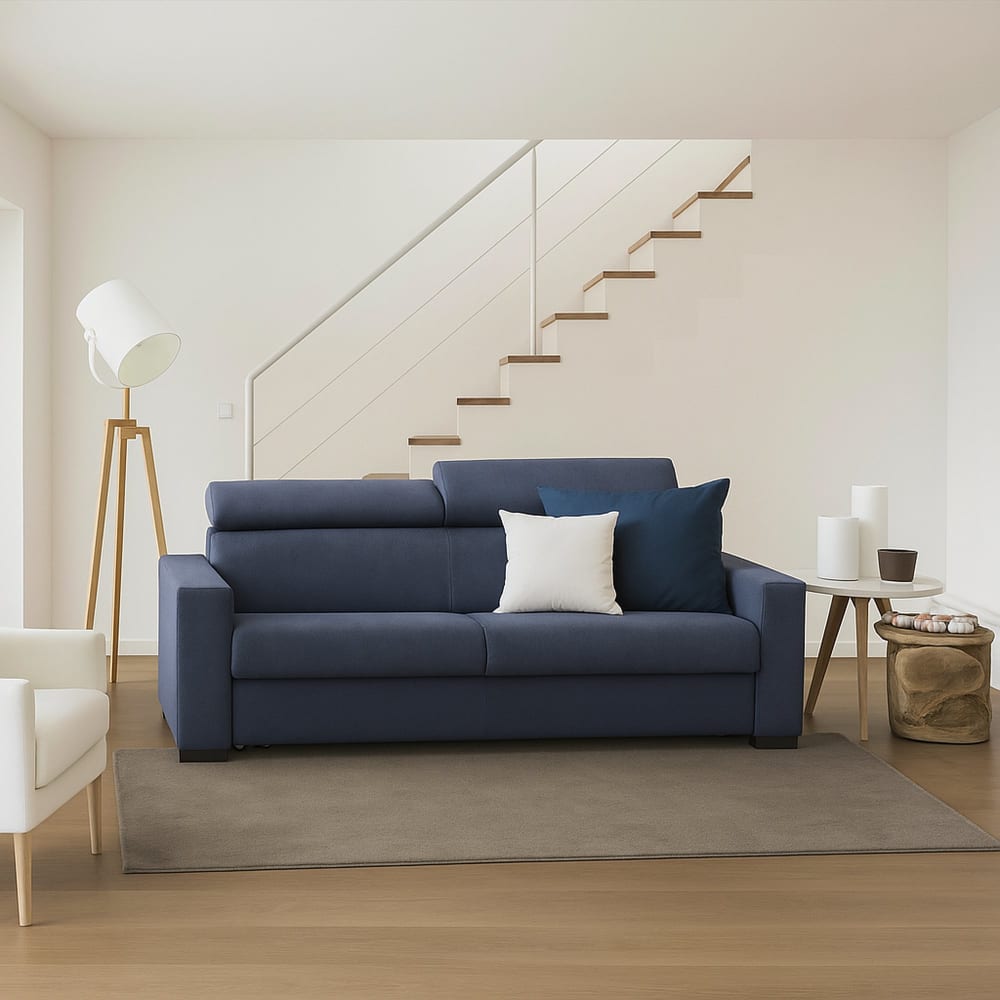 Divano fisso 2 posti blu 95x200x85h cm - Dmora