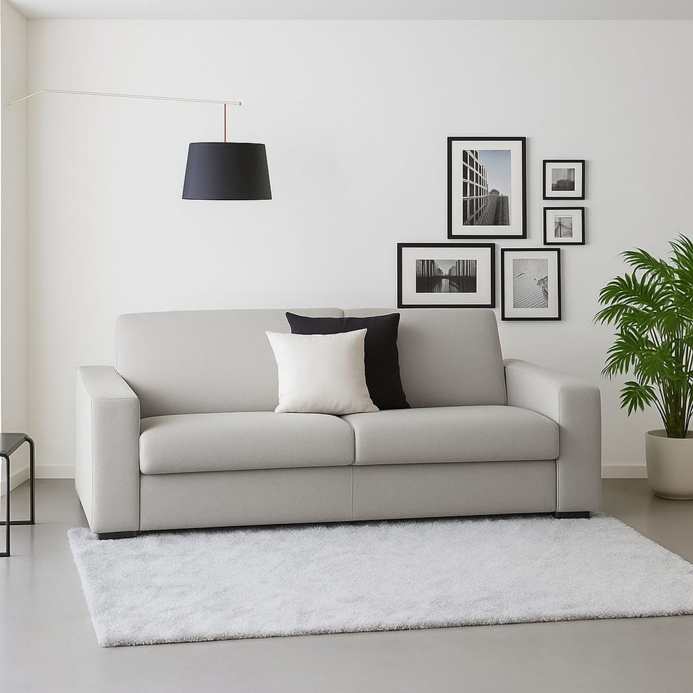 Divano fisso 2 posti grigio 95x200x90h cm - Talamo Italia
