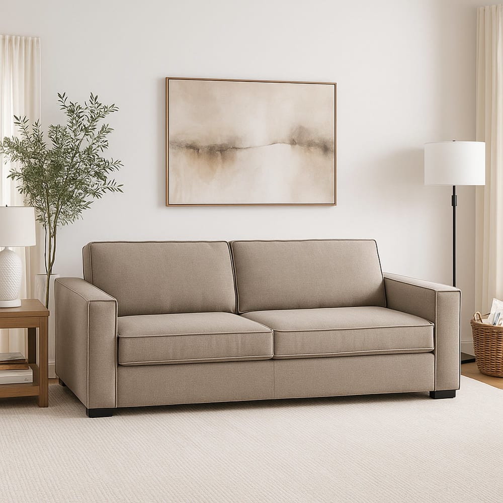 Divano fisso 2 posti grigio tortora 95x180x90h cm - Talamo Italia