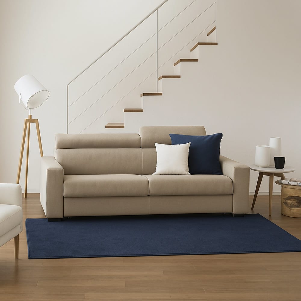 Divano fisso 3 posti beige 95x220 cm - Talamo Italia