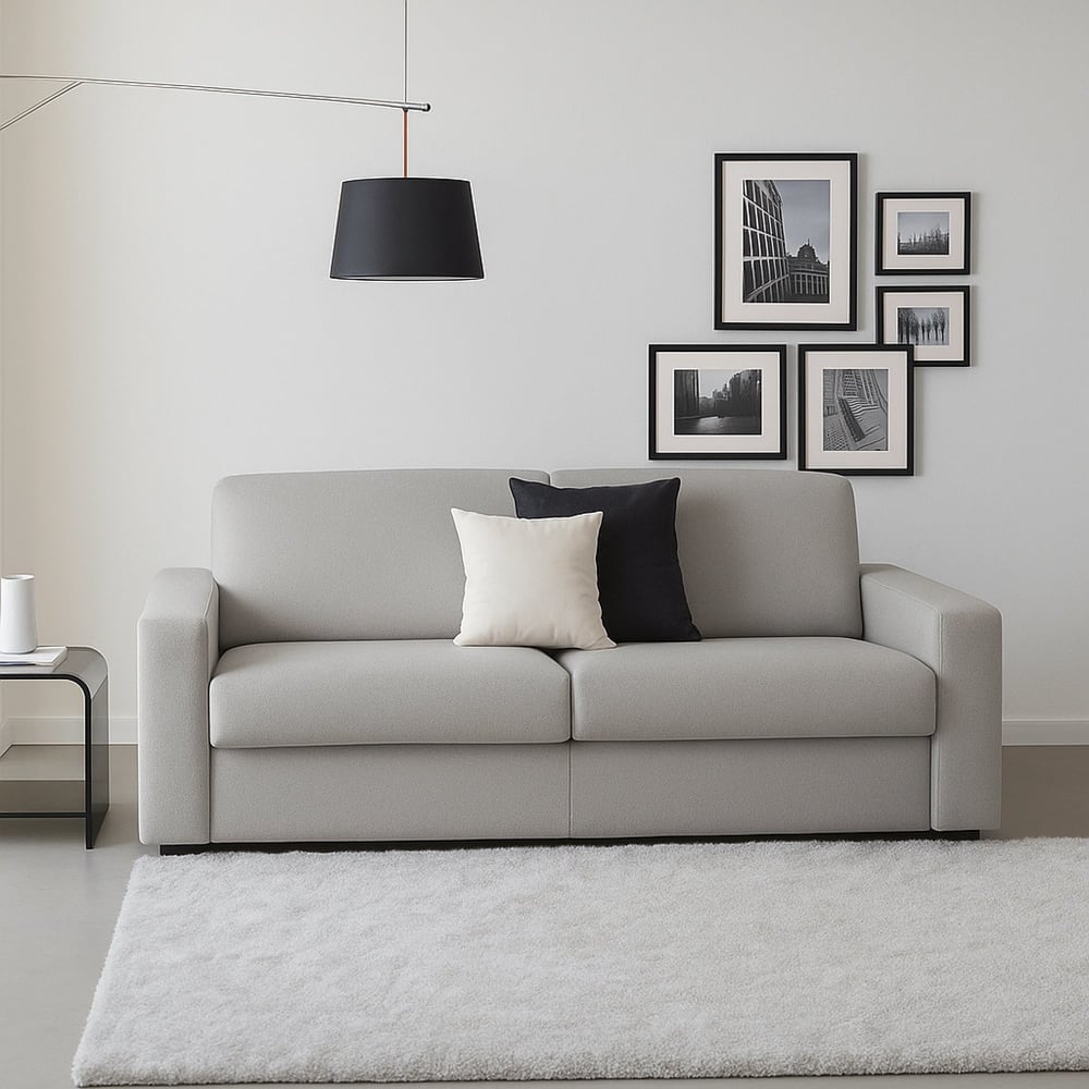 Divano fisso 3 posti grigio 95x220 cm - Talamo Italia